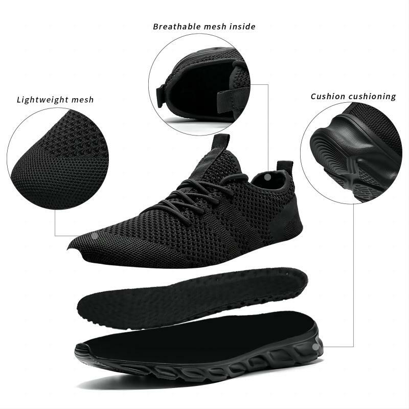 Sapatos esportivos casuais para mulheres, tênis leves, malha respirável, tênis preto, tênis de corrida atlético, ao ar livre, branco