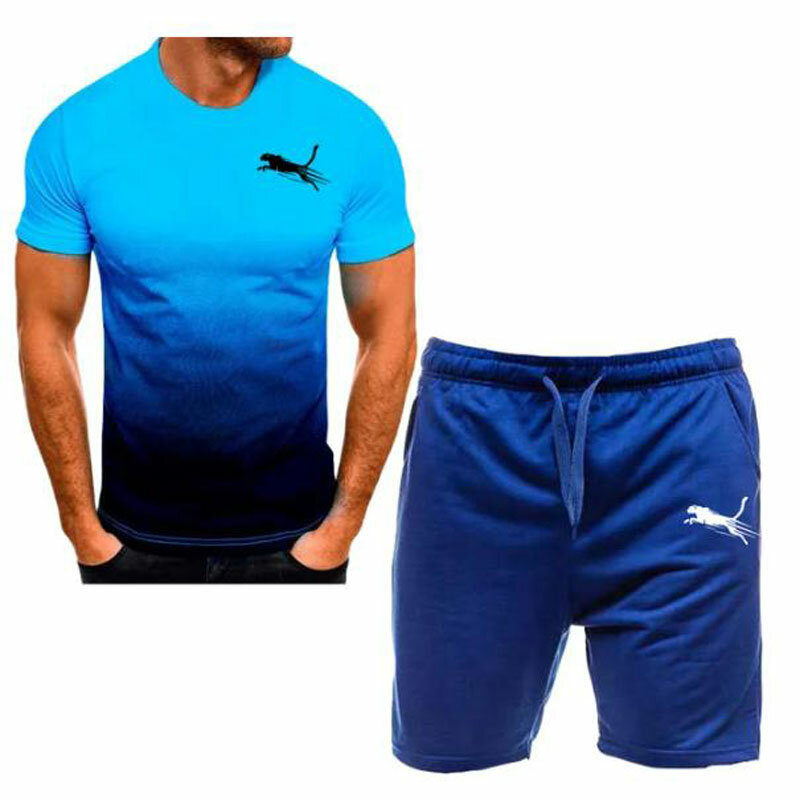Shorts de manga curta masculino, camiseta de treino, terno de jogger casual, terno de duas peças, moda verão, 2024