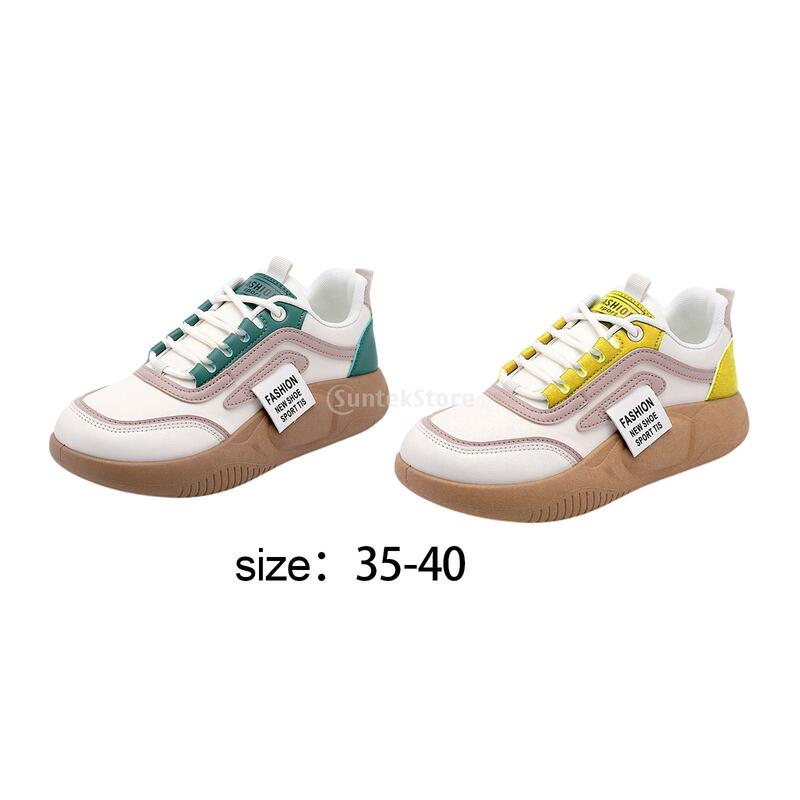 Zapatillas de deporte informales antideslizantes para mujer, zapatos de moda con suela gruesa y cordones, para correr y caminar