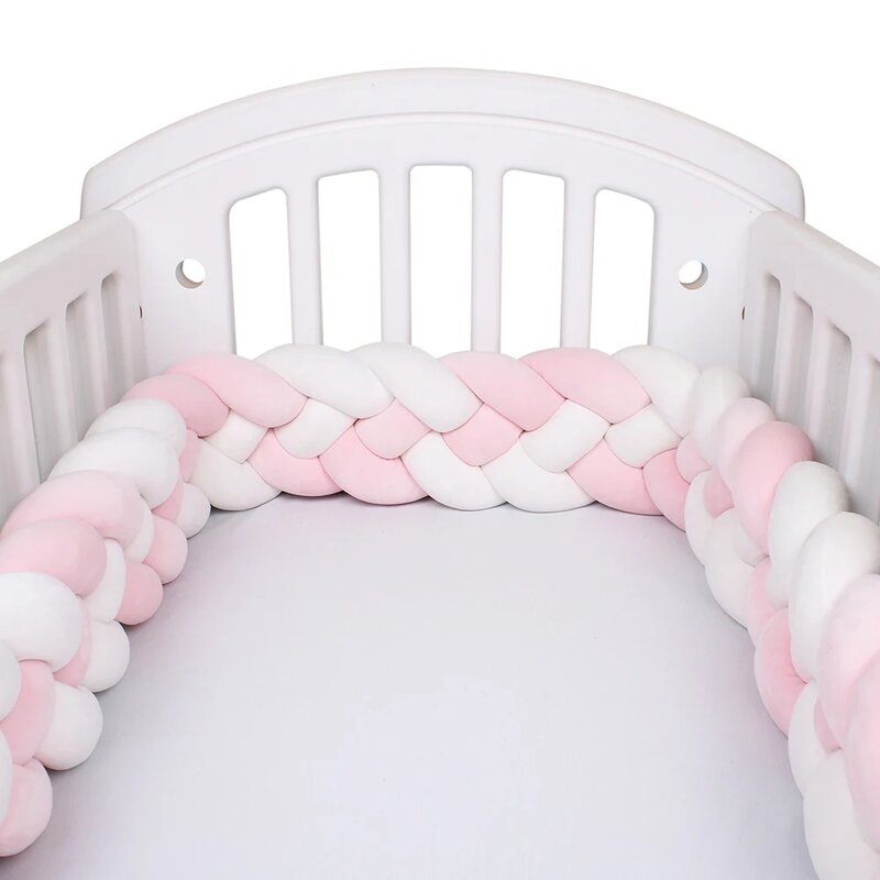 아기 침대 범퍼 땋은 면 매듭 베개, 아기 침대 보호대, 방 2024, 4 가닥 매듭, 2m, 3m, 1m