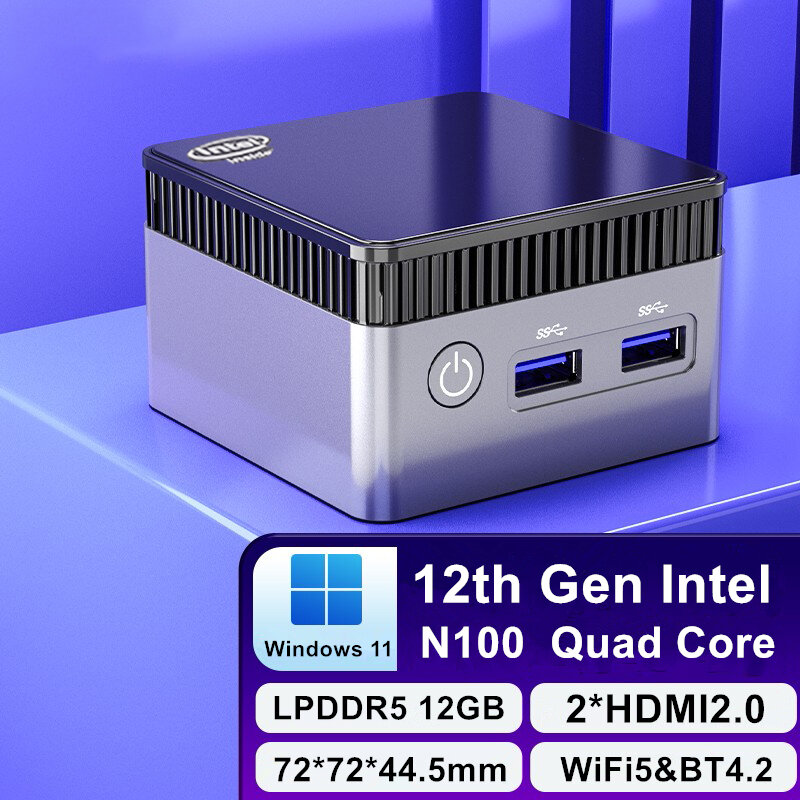 12 Gen kieszonkowy Mini PC olcha jezioro N100 czterordzeniowy 12GB DDR5 4800MHz Max 2T SSD komputer do gier okna 11 2x4K HTPC WiFi BT4.2