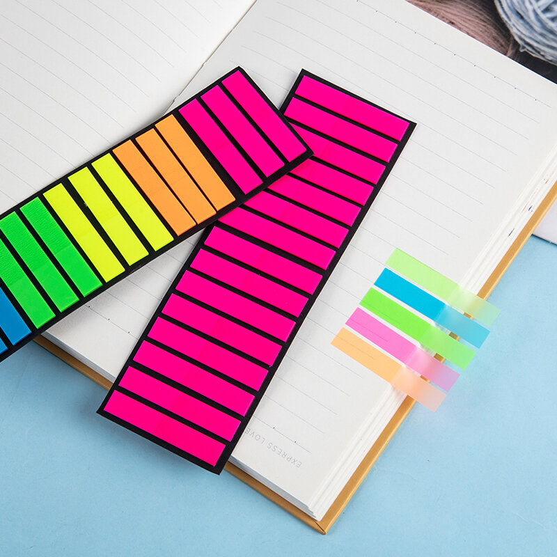 300 Buah Stiker Warna Transparan Neon Indeks Label Tab Bendera Catatan Tempel Alat Tulis Anak-anak Hadiah Perlengkapan Kantor Sekolah