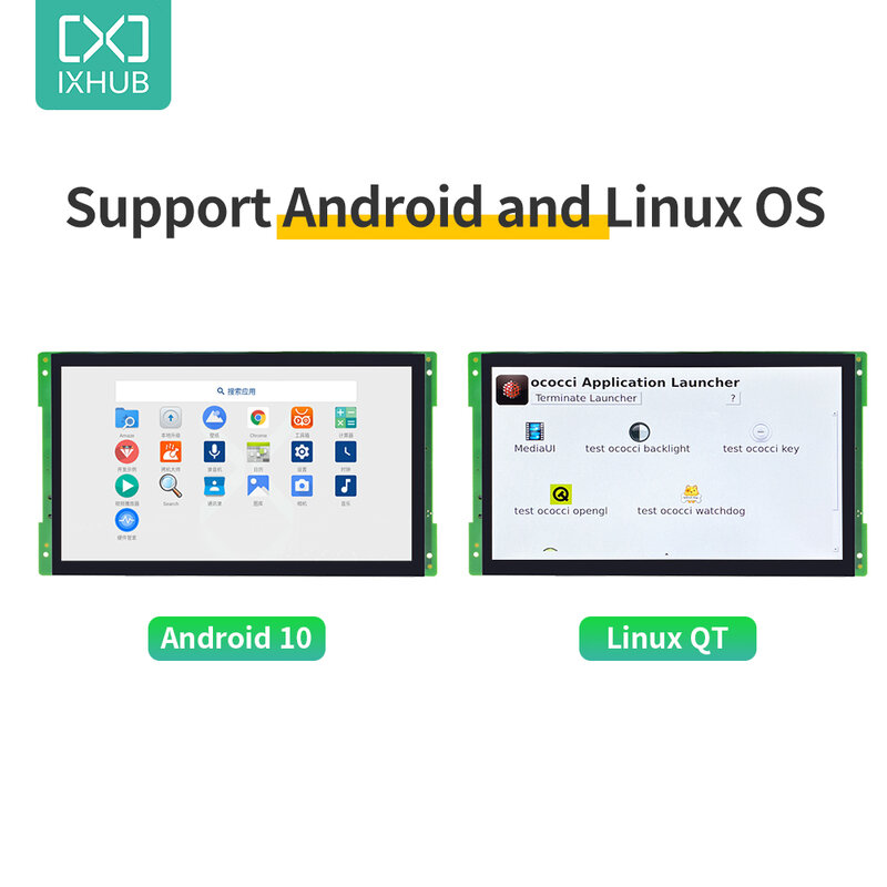 Monitor capacitivo Touch Screen, 10.1 "HMI, Android, Capaz para o Google Play Services, Linux e Ubuntu Vida Inteligente
