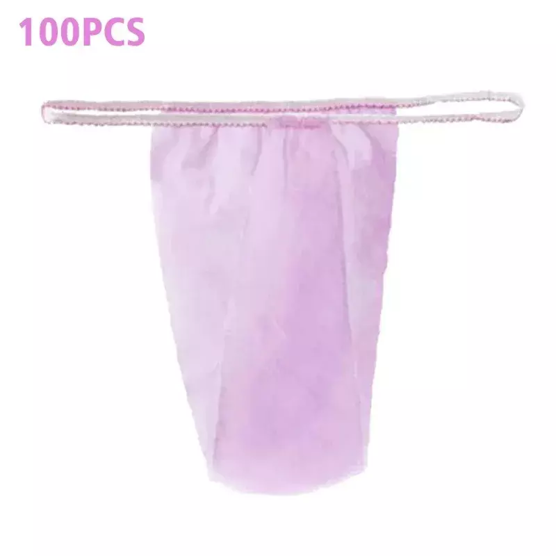 100pcs Soft Non Woven Fabrics for Women Spa Portable Disposable Panties T Thong Breathable with Elastic Waistband Underwear