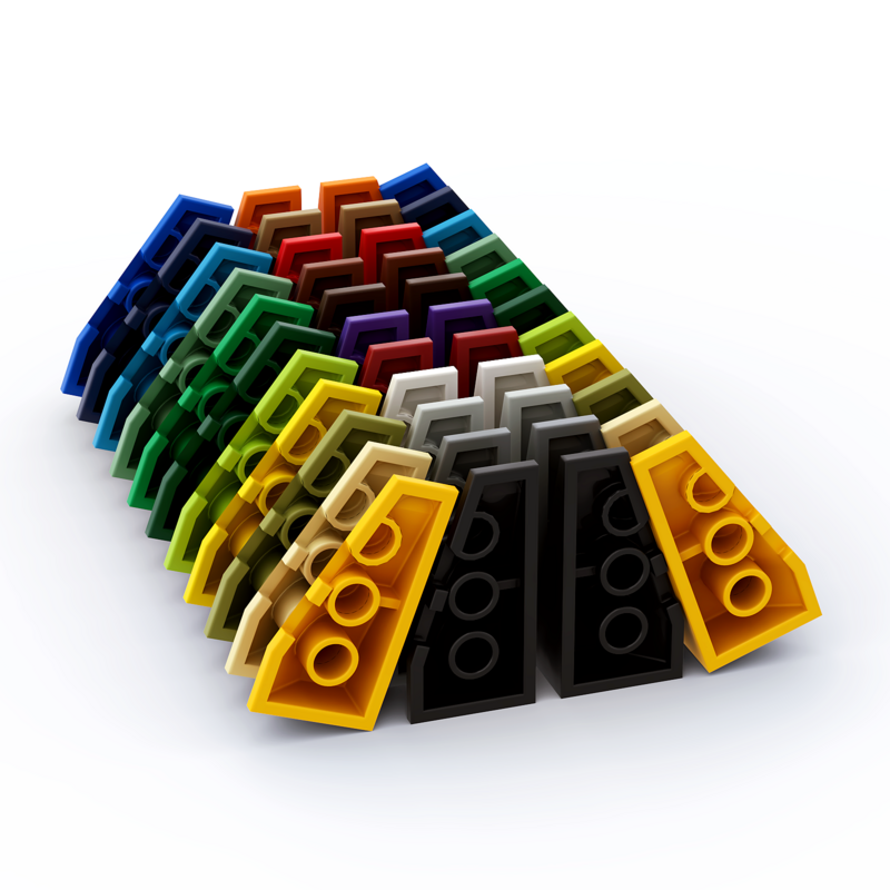 Rainbow Pig MOC Particles 43710 43711 Wedge 4 x 2 Triple Left and Right Building Blocks Parts DIY Compatible Assembles Tech Toy