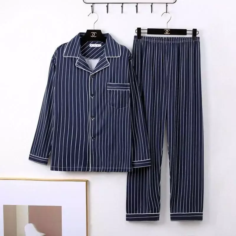 Plu Sleepwear Autumn Plaid Men Male Pajamas Home For Pure 2024 Print Pants Sets Lounge Fashion Letter Cotton Size Wear Nightwear