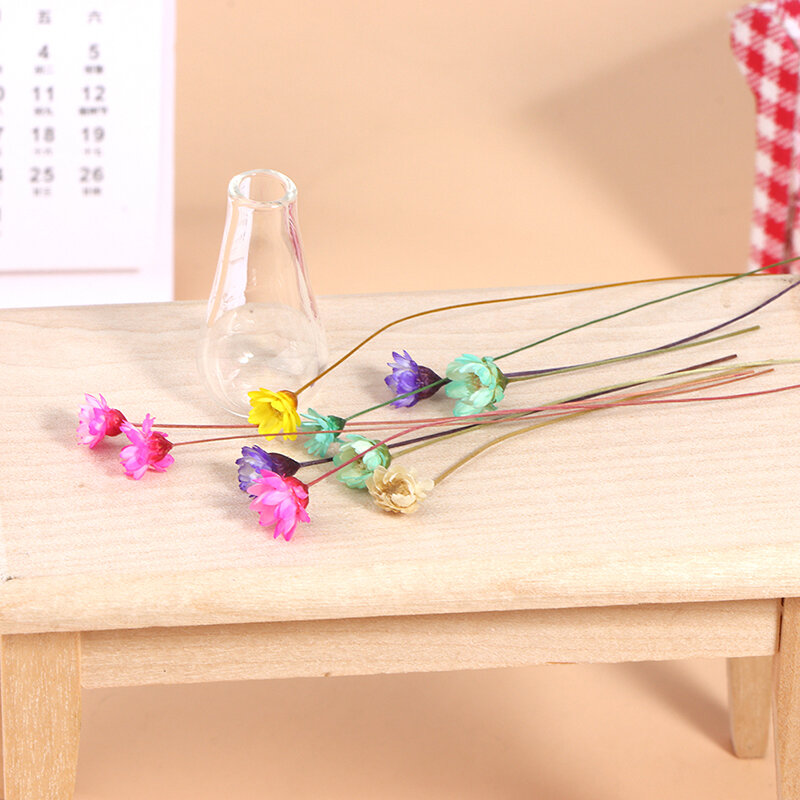 1 Juego de floreros de cristal en miniatura, accesorios de modelo de decoración para sala de estar, casa de muñecas