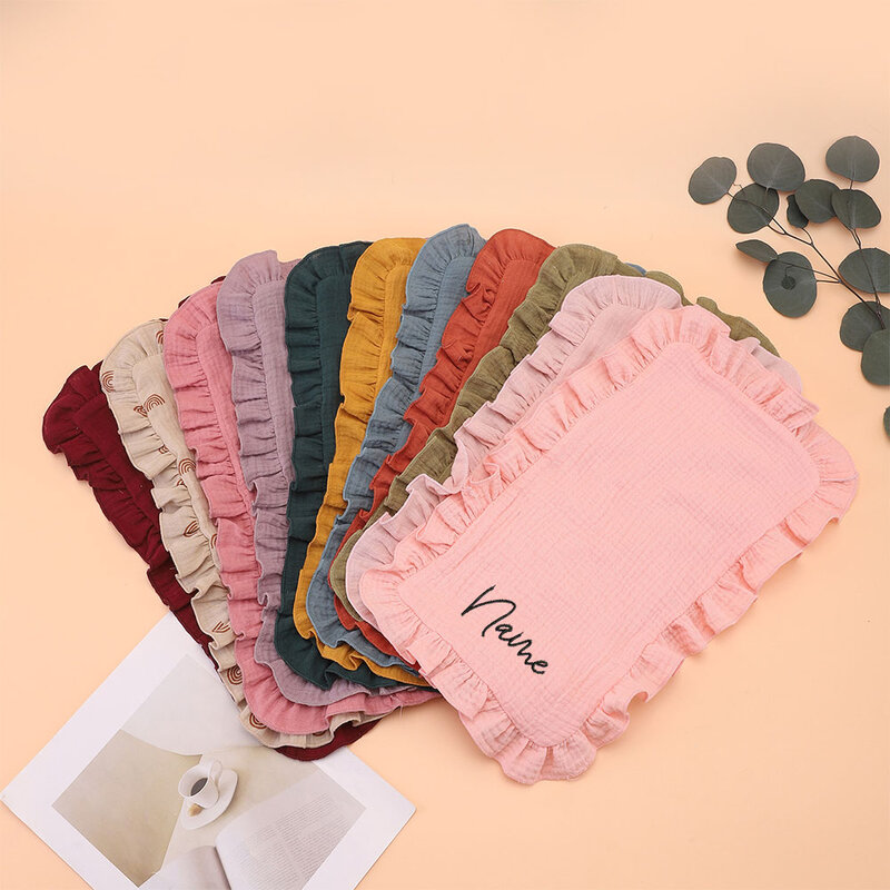 Embroidered Pure Cotton Baby Gauze Comforting Towel, Personalized Custom Multifunctional Handkerchief,Newborn Gift Towels