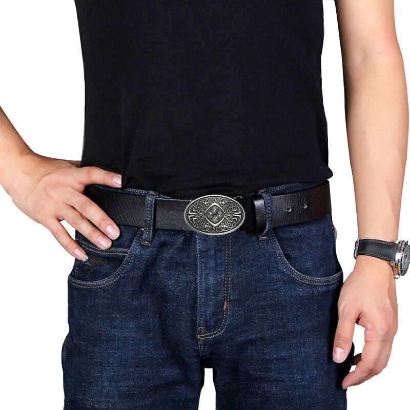 Cheapify Dropshipping Oval Celtic Knot Men Belt Buckle 40mm Western Cowboys Metal Hebillas Para Cinturon Mujer