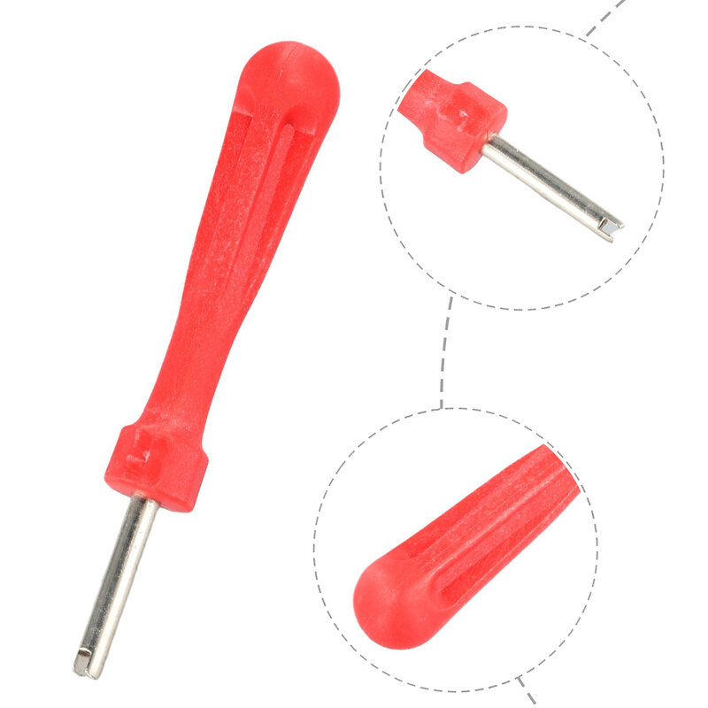 Car Tire Valve Core Removal Tool Tyre Valve Core Wrench Spanner Tire Repair Kit Plastic Steel Red Fit Standard Valve Cores Truck