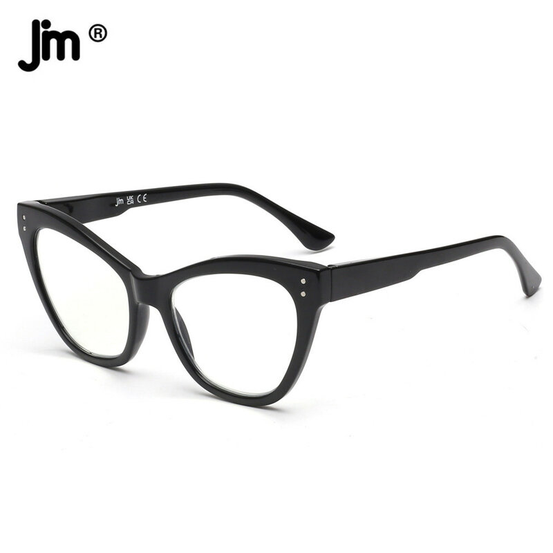 Jm dobradiça de mola anti azul luz olho de gato mulheres óculos de leitura presbiópico óculos dioptrias + 1 1.5 2.0 2.5 3.0 3.5 4.0