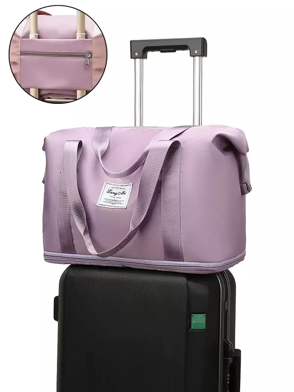 Tas Duffle perjalanan modis tas Tote Gym olahraga nilon tahan air untuk wanita tas koper penyimpanan kapasitas besar