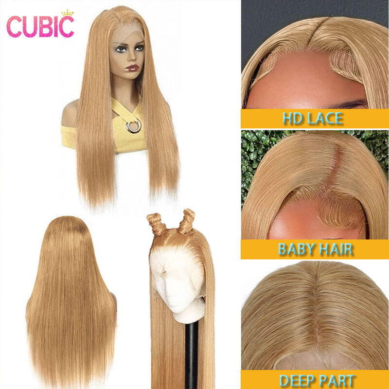 Honey Blonde Glueless Wigs Human Hair Pre Plucked Pre Cut 13x4 Hd Lace Blonde Wig Human Hair #27 Colored Wig for Woman Hair Wigs