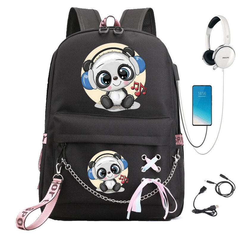 Школьный рюкзак для девочек-подростков с принтом панды