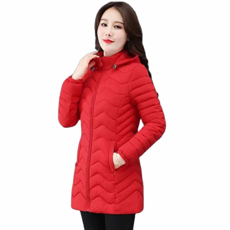 Abrigo acolchado de longitud media para mujer, abrigo grueso con capucha, versión coreana, holgado, de algodón, tendencia 6x, Otoño e Invierno