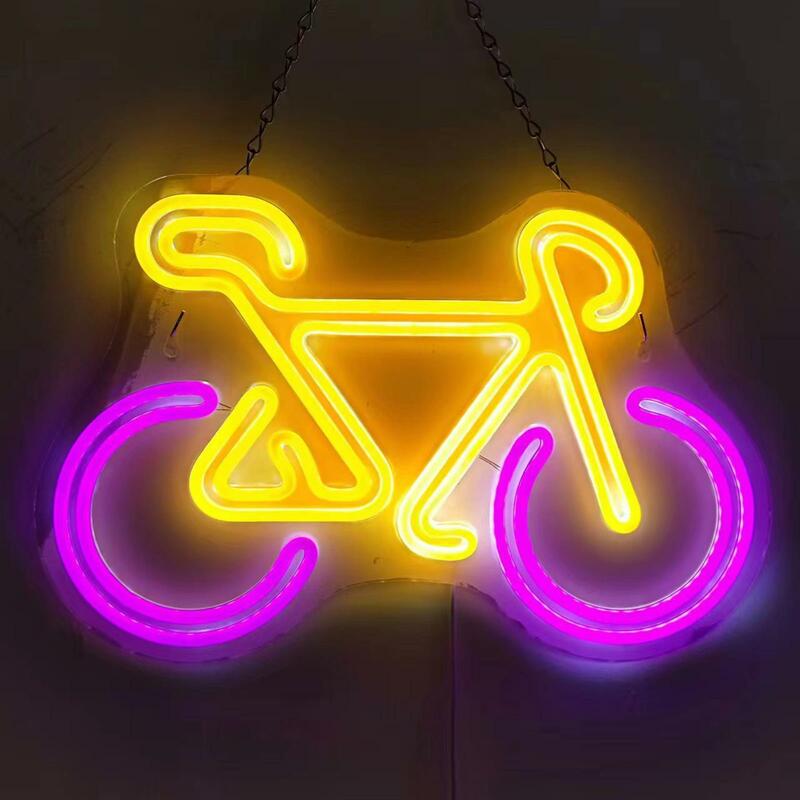 Bicicleta Neon LED Light Wall Art, Decoração suspensa, Contexto de iluminação, USB Neon Lights, Sinais para clube, Café, Bar, Janela, Loja de hotel