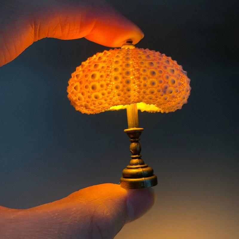 Mini Retro Zee-egel Nachtlampje Kinderbureaublad Kleine Bureaulamp Natuurlijke Zee-Egel Shell Decoratieve Ornamenten