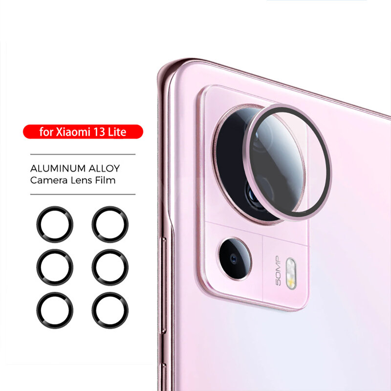1Pcs Aluminum Alloy Hawkeye Camera Ring for Xiaomi 13 Lite Phone Protective Lens Black Background Full Cover