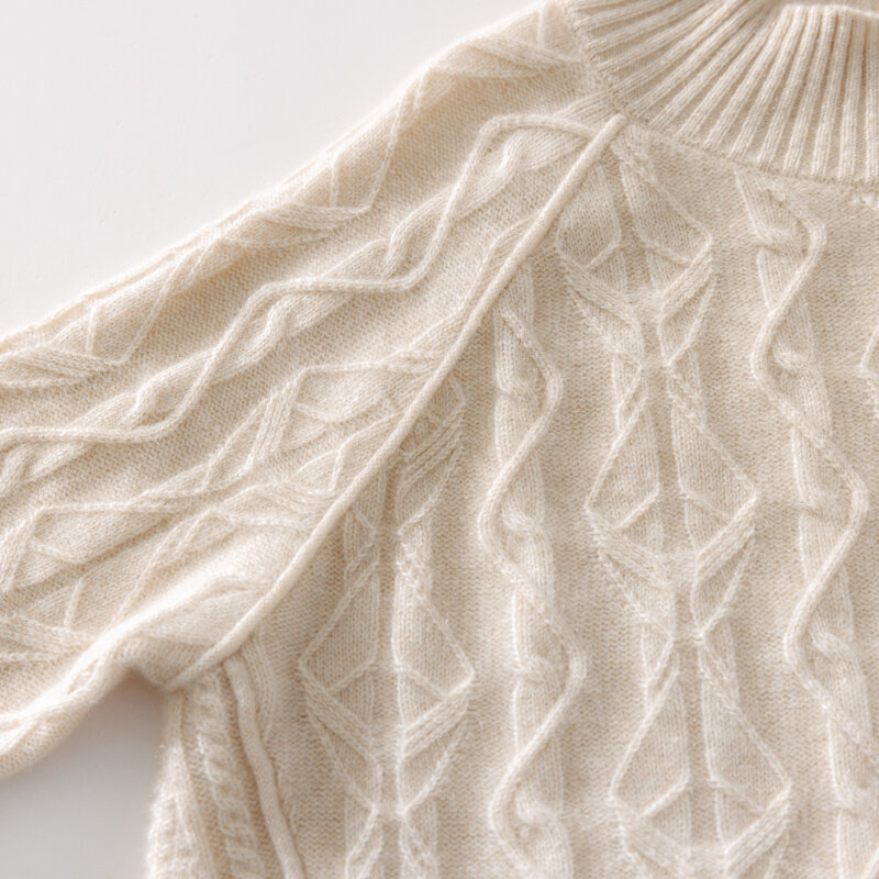 Женский плотный и теплый роскошный джемпер, однотонный пуловер из козы и кашемира с длинными рукавами и воротником средней длины на осень/зиму