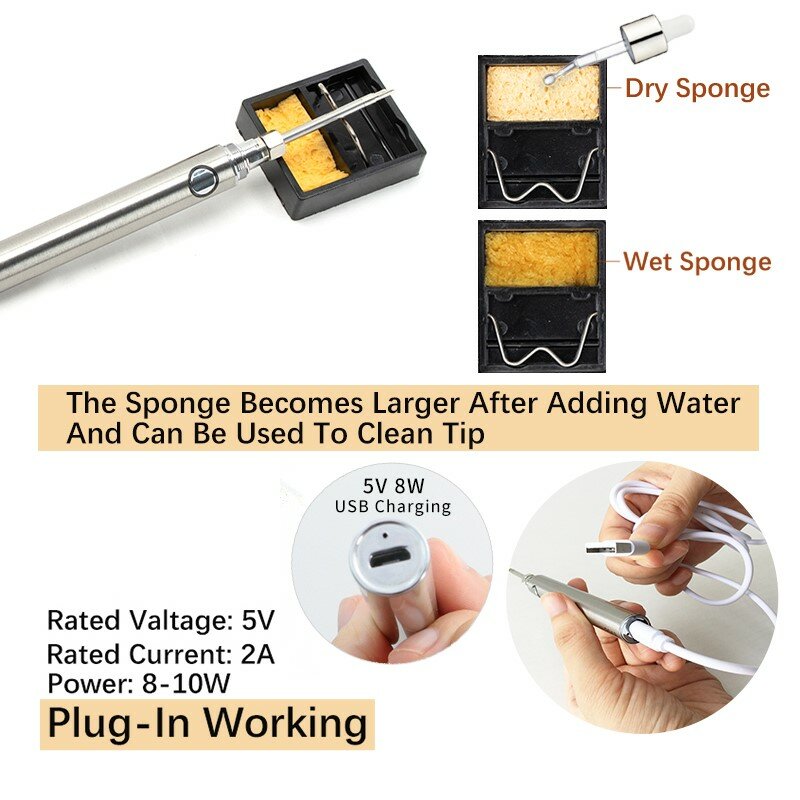 Ручка для снятия наконечников для пайки, электрический прибор для удаления волос с USB разъемом, с регулируемой температурой, без аккумулятора, 5 В, 2 А