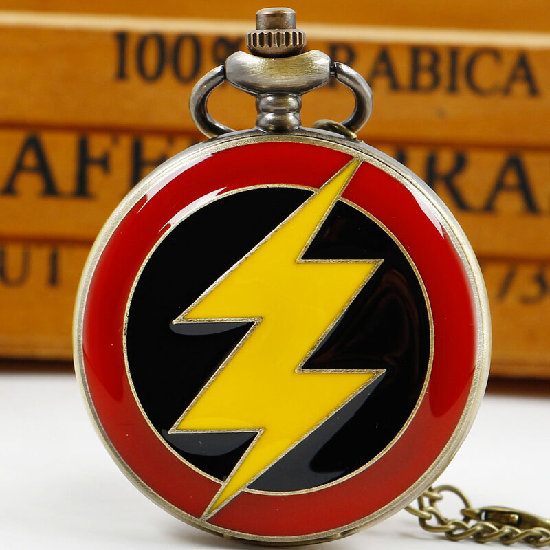Cool Colorful Lightning Pattern Quartz Pocket Watches Gift for Children and Students Pocket FOB Watch Art Collection