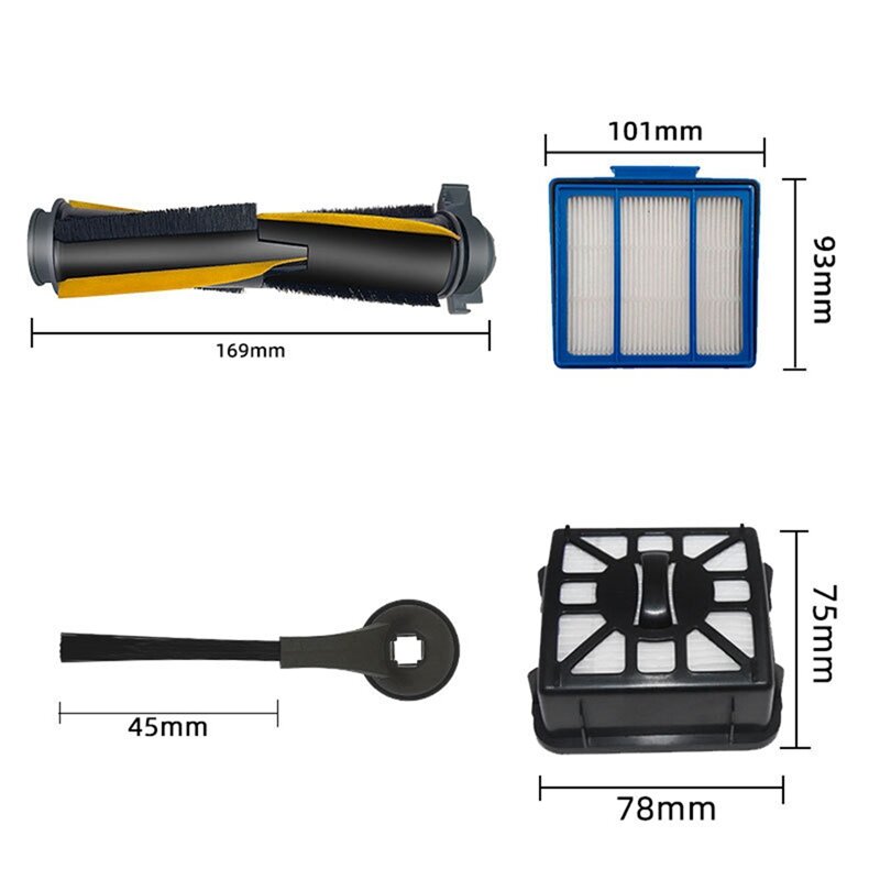 Main Brush, Side Brushes, Filters For IQ R101AE (RV1001AE) IQ R101 (RV1001) AV970 AV993 AV992 Replacement Parts Kit