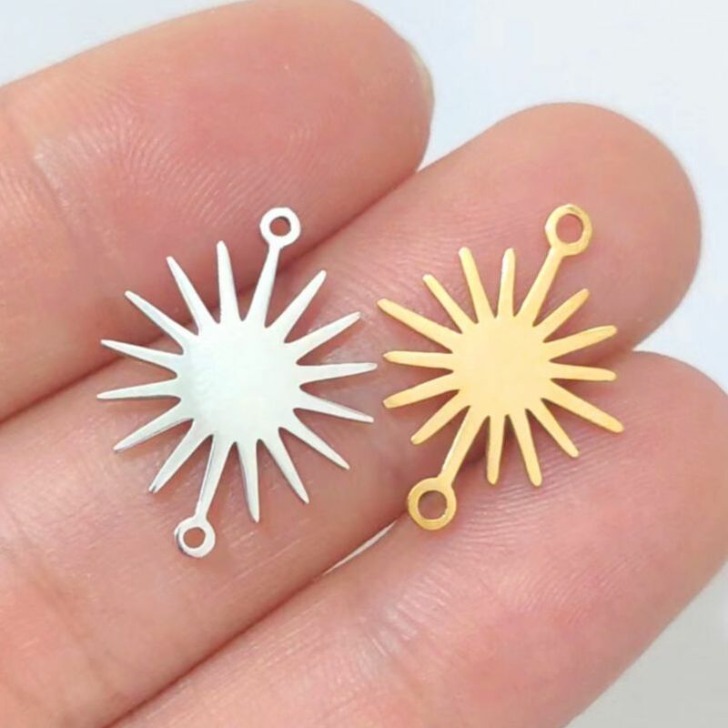 4Pcs สแตนเลสสตีล Double-Hole Sun ดอกไม้เชื่อมต่อ Charms Link อุปกรณ์สำหรับ DIY เครื่องประดับสร้อยข้อมือต่างหูสร้อยคอ