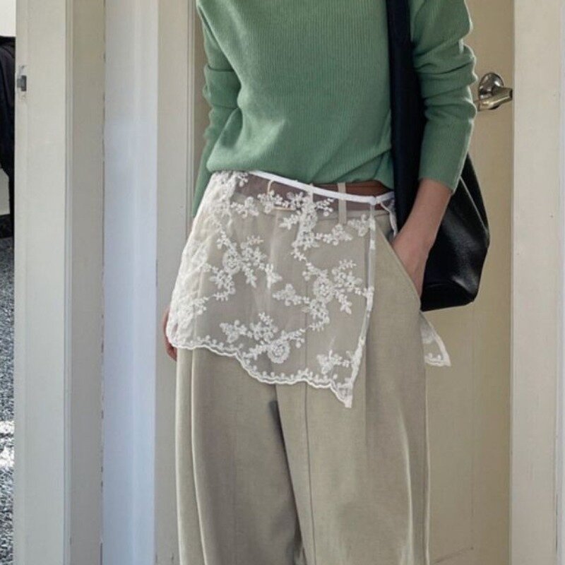 Minifaldas de estilo coreano para mujer, ropa de primavera, diseño de hoyuelos sólidos transparentes, combina con todo