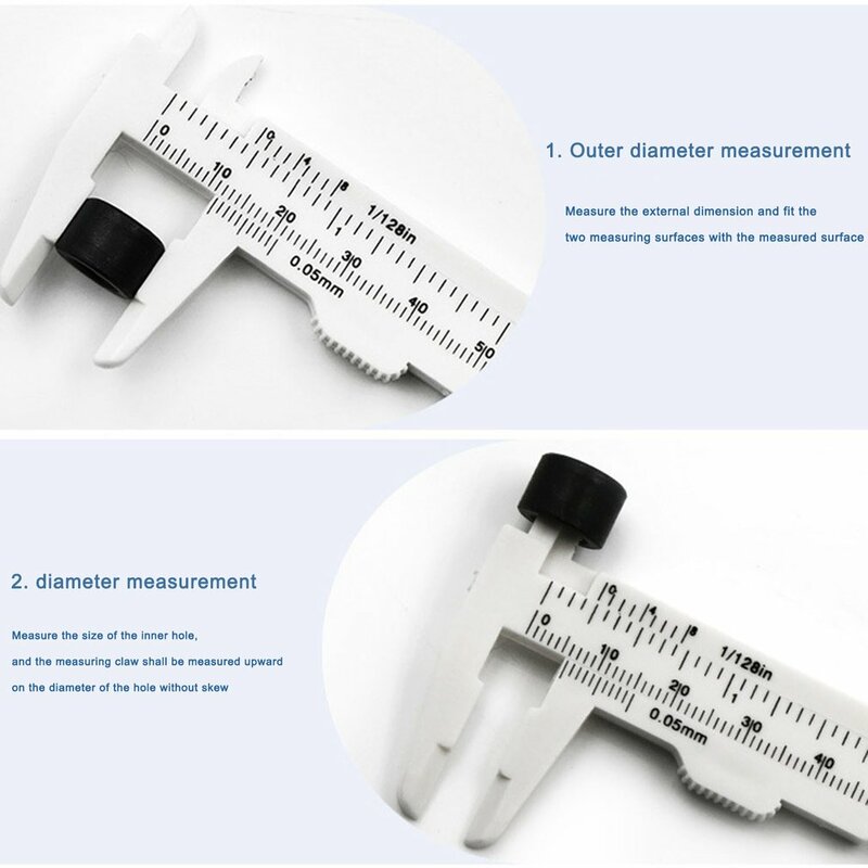 더블 스케일 플라스틱 버니어 캘리퍼스, 0-80mm, 미니 눈금자, 정확한 측정 도구, 표준 버니어 캘리퍼스