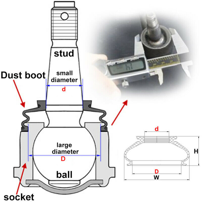 Couvre-botte anti-poussière de direction, couvercle de suspension, joint à rotule, noir, caoutchouc, 10mm, 25mm, 6 pièces