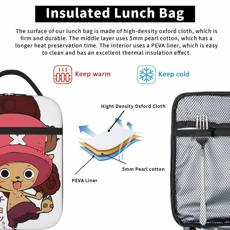Tony Chopper-bolsas de almuerzo de una pieza, Tote de almuerzo aislado, bolsa térmica impermeable, bolsas de Picnic reutilizables para mujer, trabajo, niños