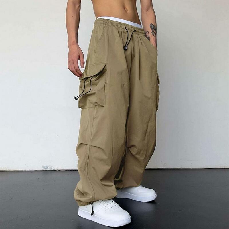 Брюки-карго в стиле Харадзюку большого размера, парашютные штаны, Мужская Уличная одежда, винтажные повседневные спортивные брюки бриджи в стиле хип-хоп с широкими штанинами