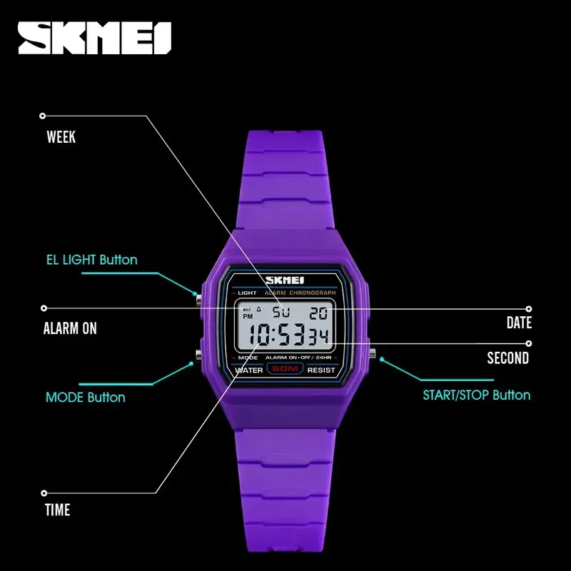 SKMEI นาฬิกาปลุกนาฬิกาดิจิตอลเรืองแสงนาฬิกาเด็กนาฬิกากีฬาสไตล์นาฬิกาข้อมือกันน้ำ1460