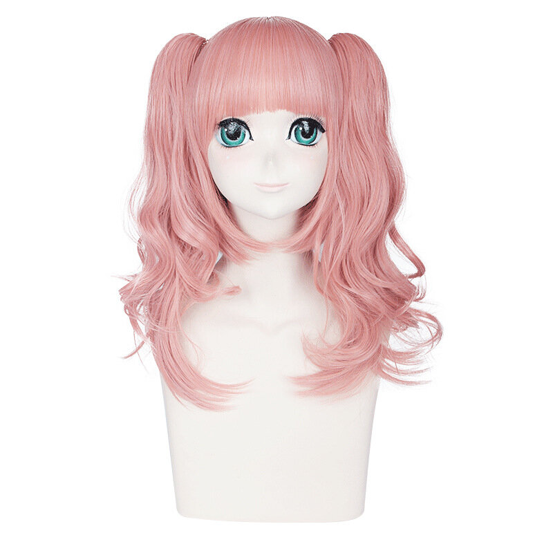 Pink Wig with 2 Ponytails Cosplay Wig Anime Sythetic Party Heat Resistant Fiber Birthday Gift Girls Hair