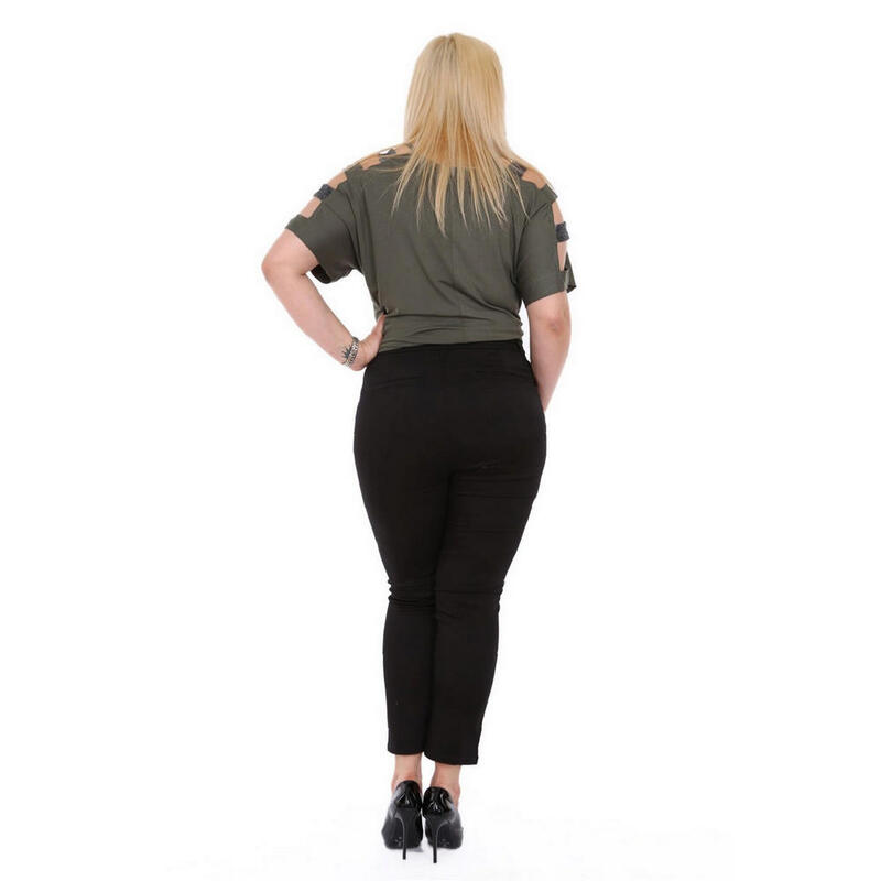 Женские брюки Fierte большого размера Rg1390Yp, парусиновые, с высокой талией, плотные, с застежкой-молнией и пуговицами, эластичные, приталенные, черные, весна-лето
