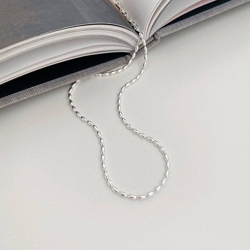 925 srebro naszyjnik z prostymi geometrycznymi koralikami Choker błyszczące i delikatne łańcuszek do obojczyka dla kobiet moda jubiler