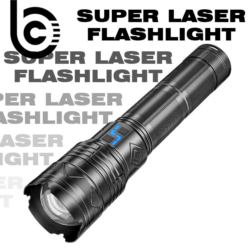 Senter LED kuat jarak jauh, Senter tipe-c isi ulang daya USB 24000mAh/11200mAh, lampu tinggi 100W bisa zoom luar ruangan