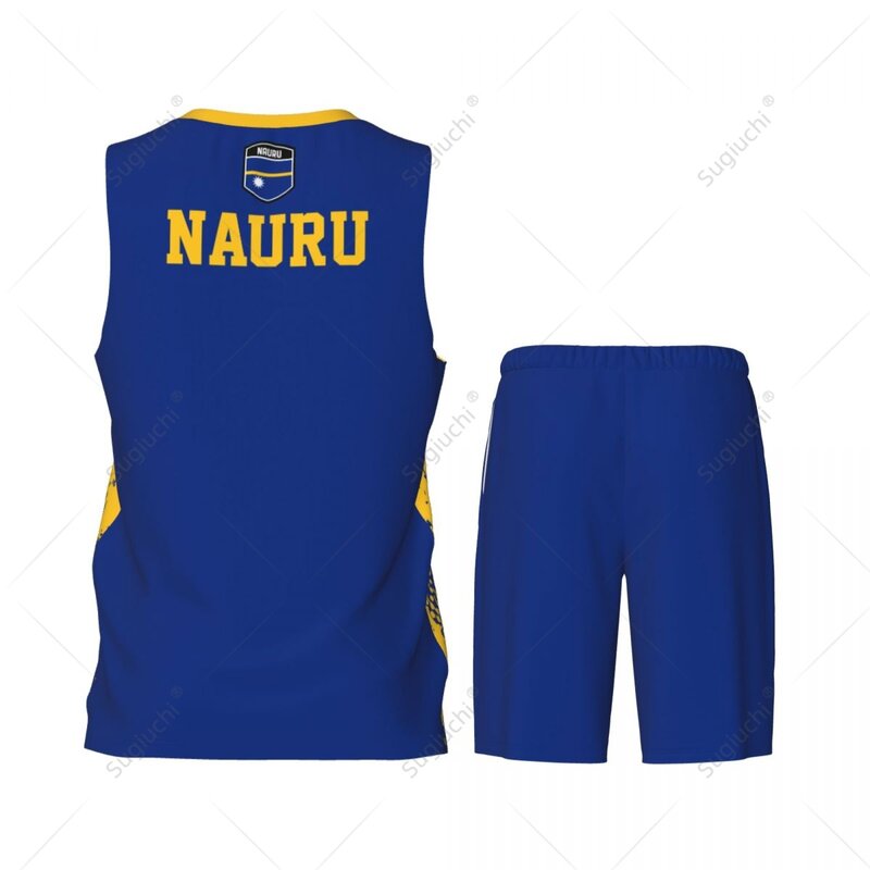 Team-up Nauru Flag Grain Men koszulka koszykarska zestaw koszuli i spodni bez rękawów nazwa własna Nunber Exclusive
