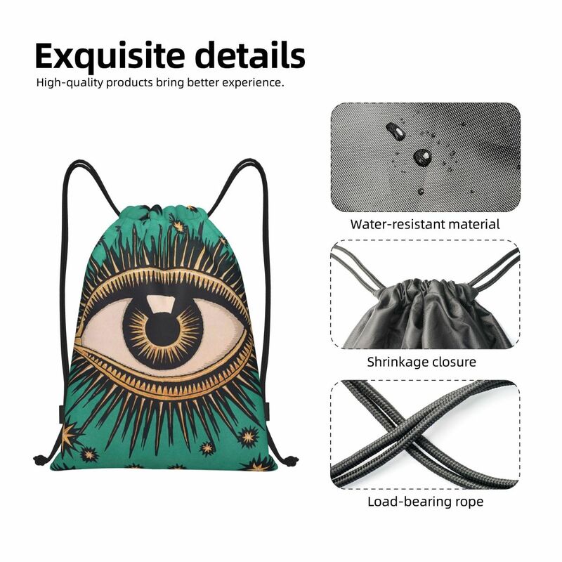 All Seeing Eye Art Drawstring Bags Men Women Foldable Gym Sports Sackpack Evil Mystic Eyes Shopping Storage Backpacks