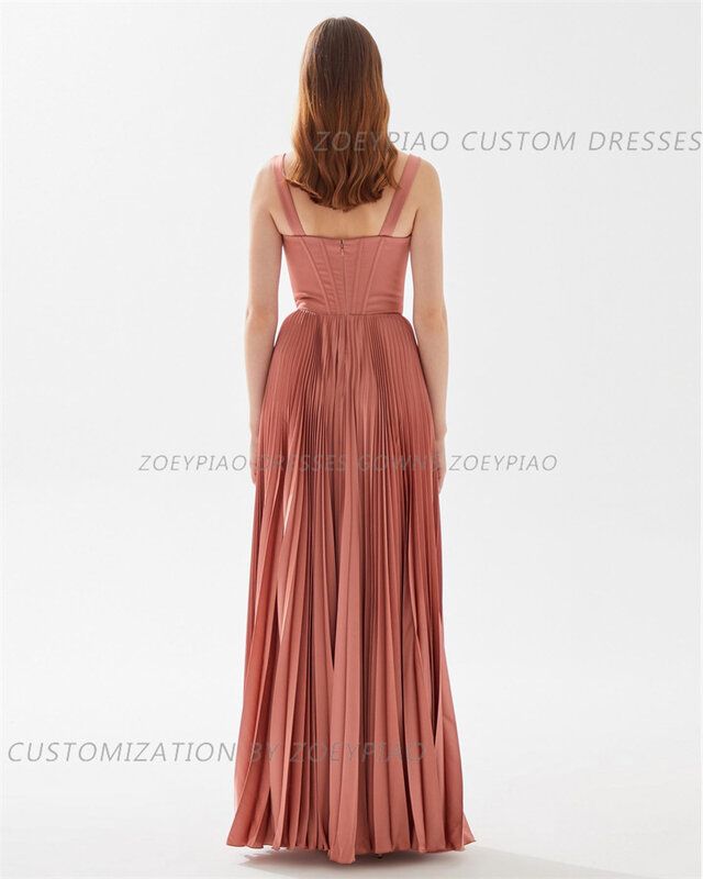 Gaun pesta oranye brint elegan untuk wanita gaun malam A Line leher V berlipat tanpa lengan acara Formal gaun Prom 2024