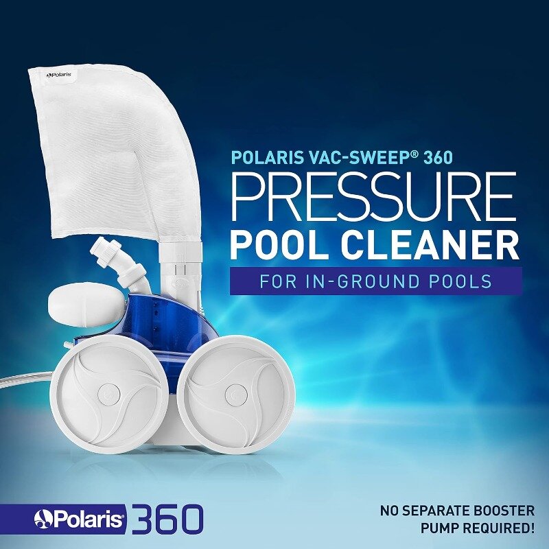 Polaris Vac-limpiador de piscina empotrado a presión, Triple chorro alimentado con una bolsa de restos de una sola cámara, 360