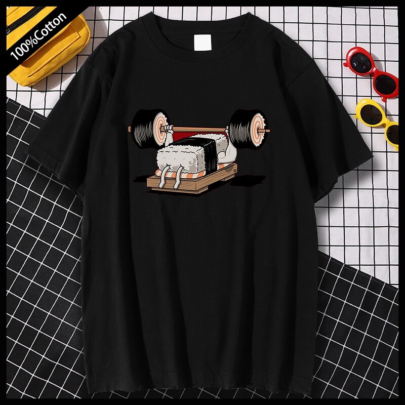 Men Fashion T Shirt Funny Sport Sushi  Anime Print Tops for Male Casual Streetwear Tee Kawaii Clothing Oversized Tee Ropa Hombre