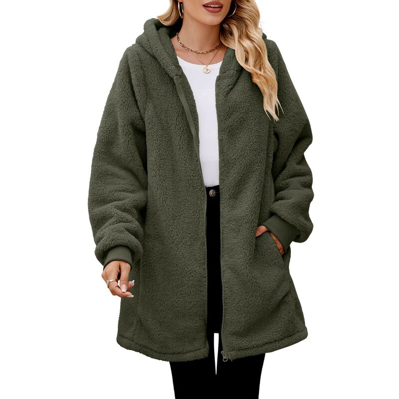 女性のフェイクファーコート,長袖,厚くて暖かい,ぬいぐるみ,秋と冬,2023