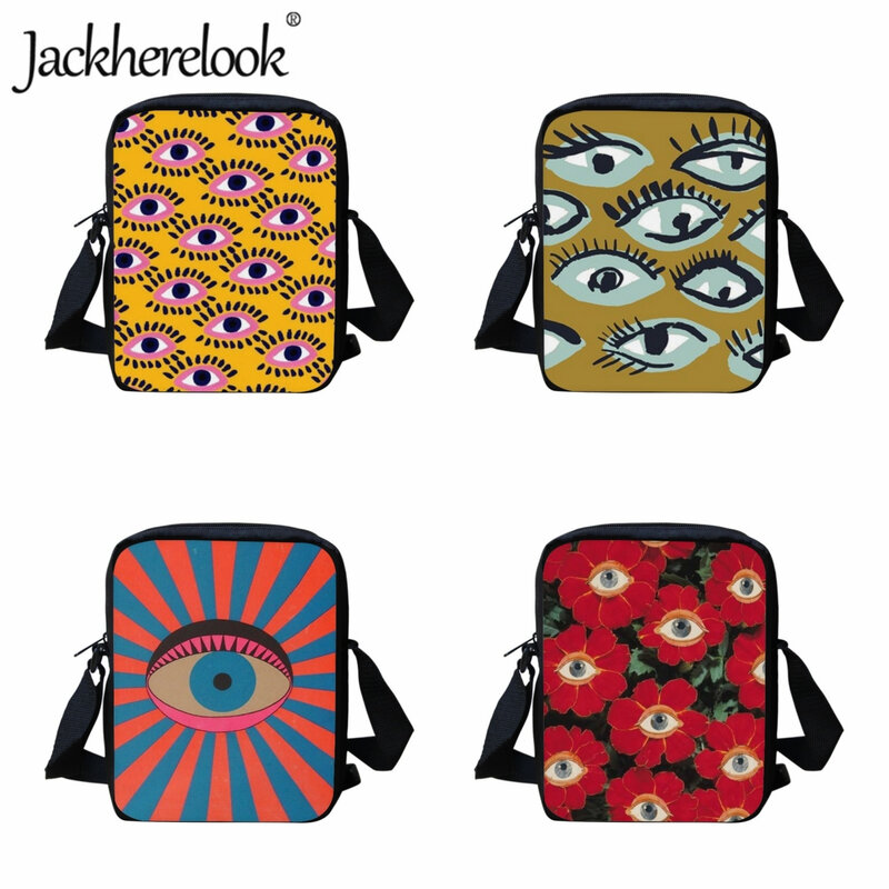 Jackherelook Eyes Pattern Print Shoulder Bags for Girls Teenagers Messenger Bag Boy's Crossbody Bags Trend Fashion Travel Bags