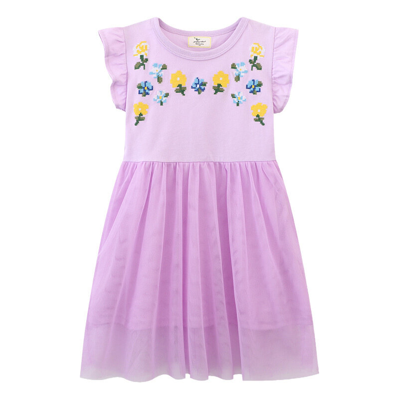Jumping Meters Floral Princess Party Dresses vendita calda senza maniche Toddler Kids Clothes Princess Girls Clothes Frock Baby Wear
