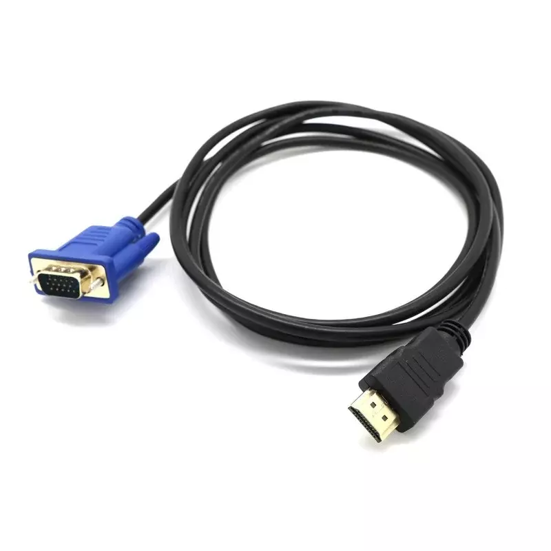 Câble compatible HDMI vers VGA 1.8 P HD avec adaptateur audio, câble compatible HDMI vers VGA, 1080 m