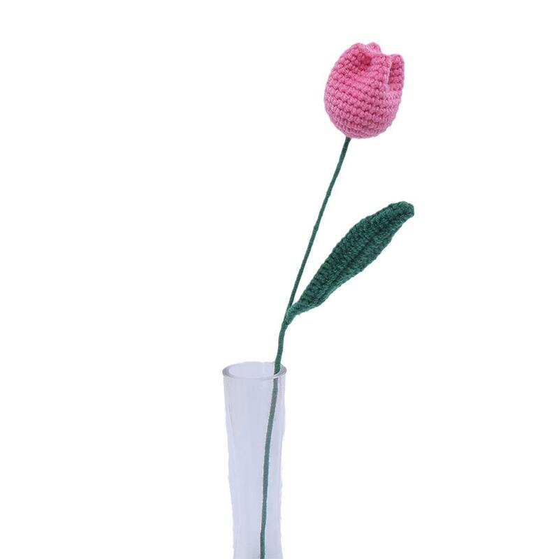 ช่อดอกไม้ปลอมของผู้หญิงของขวัญวันหยุดแบบทอมือ Q4U5ดอกไม้งานแต่งเทพธิดา