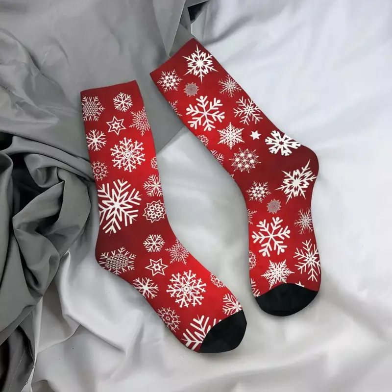 Calzini di fiocchi di neve di natale Harajuku calze assorbenti del sudore calze lunghe per tutte le stagioni accessori per regalo di compleanno della donna dell'uomo