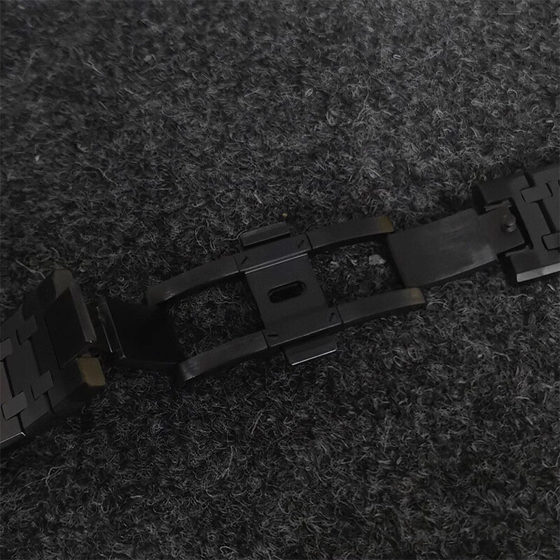 O conjunto completo de acessórios de relógio banhado a PVD, escudo preto, pulseira de aço inoxidável, 41mm, adequado para NH35/36 Sapphire Crystal