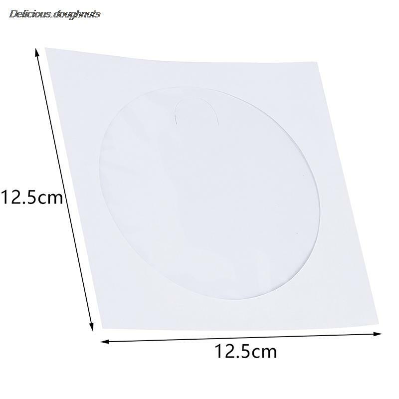 Buste Storage Clear Window Case Flap sacchetto di carta piegato bianco 10/50PCS 12.5CM CD DVD Disc Paper Sleeves